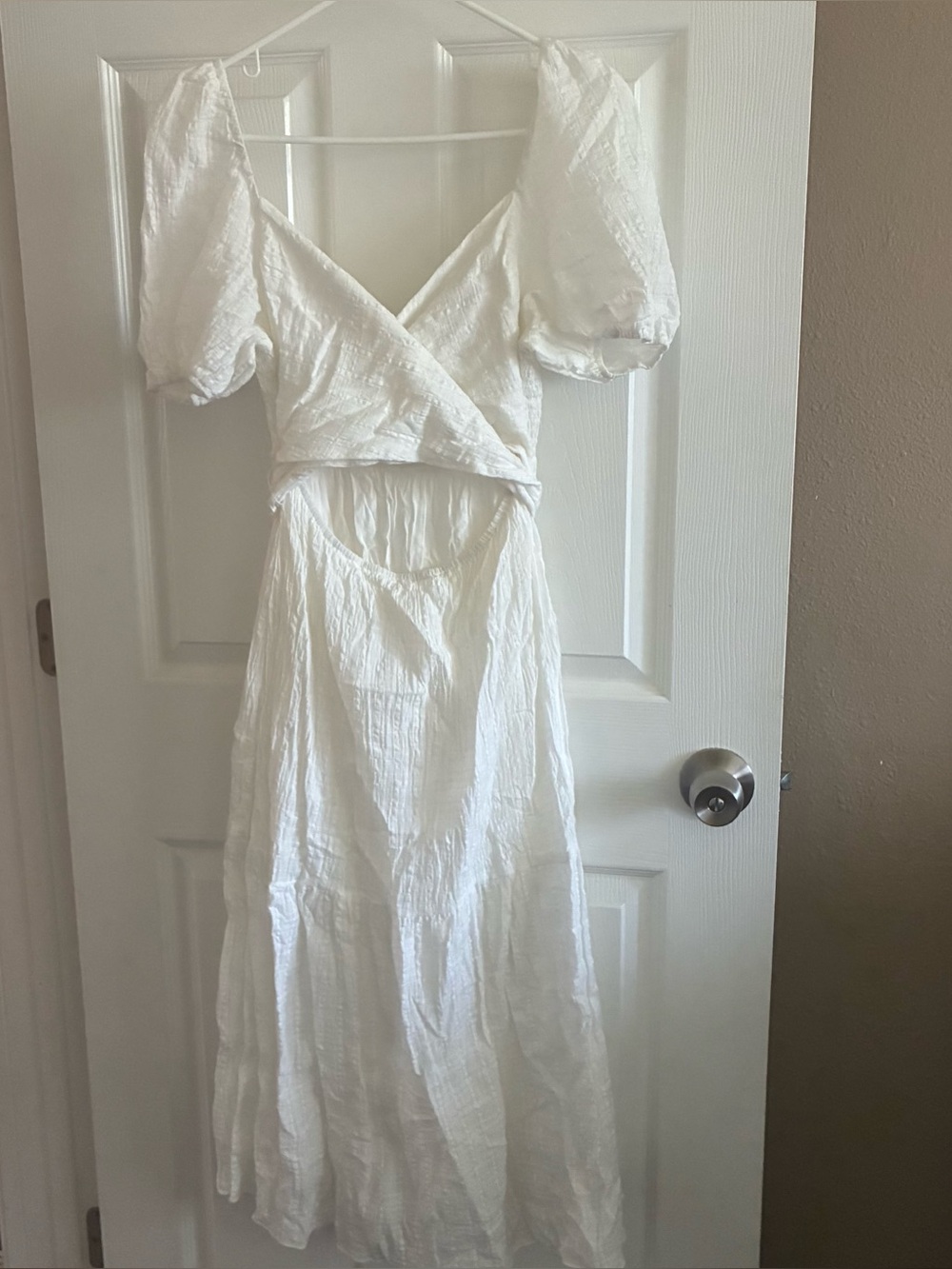 Hello Molly White Midi Wrap Around Dress, Size 8